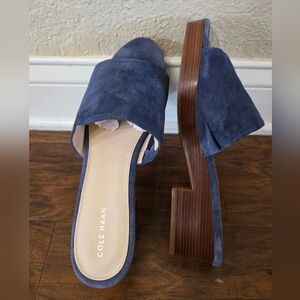 Cole Haan Women's Blue Suede Mules